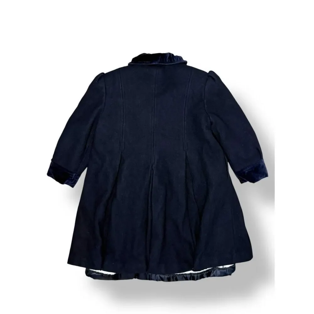 Stephanie Mathews Kids Girls 5‎ Double Breasted Coat Navy Blue 100% Wool